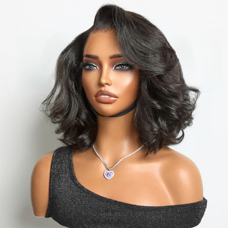 Pre-Max 13x4 Frontal Lace Loose Body Wave Short Bob Glueless Wig 100% Human Hair