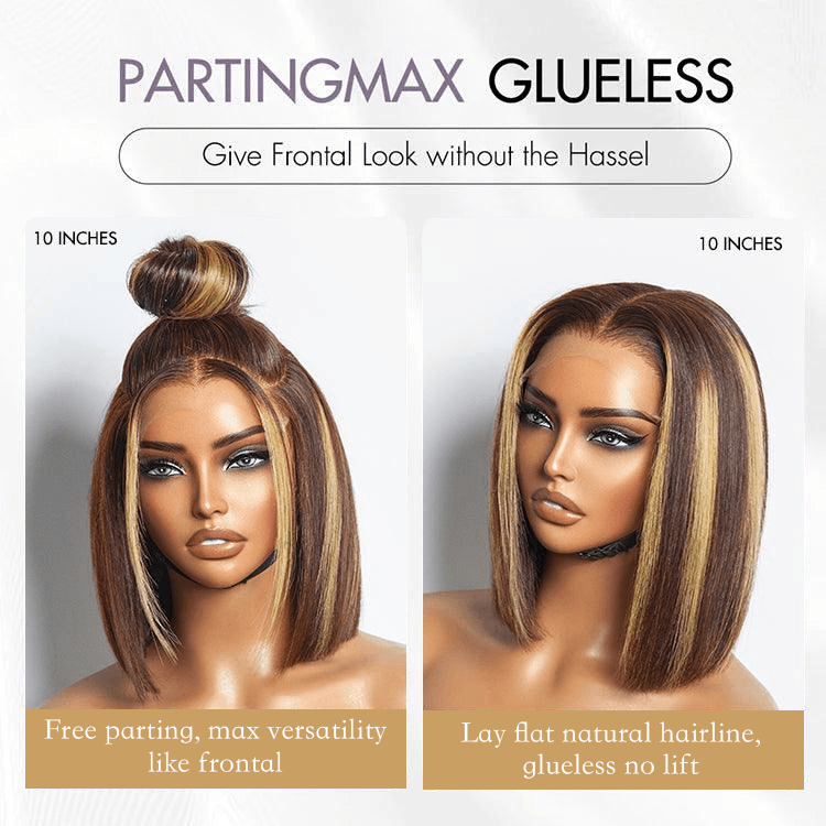 6x4 Lace Honey Blonde Highlight Silky Blunt Cut Wear Go Pre-Plucked Bob Wig TianaHair