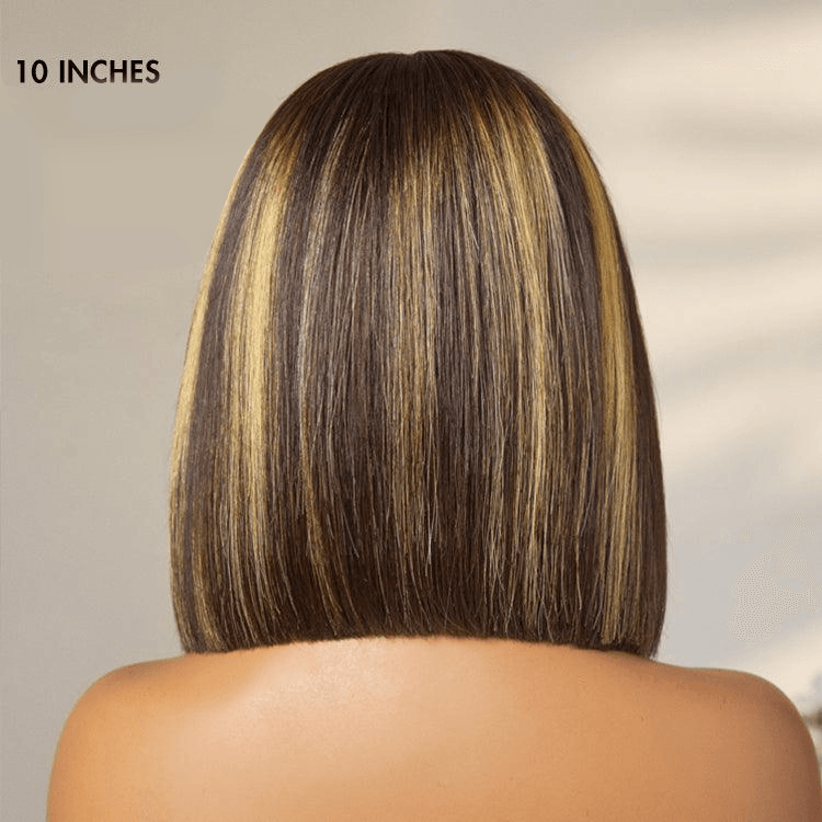 6x4 Lace Honey Blonde Highlight Silky Blunt Cut Wear Go Pre-Plucked Bob Wig TianaHair
