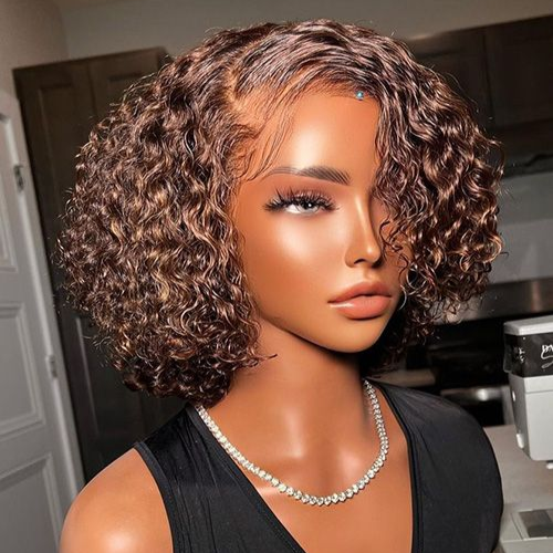 4x4 Lace Veloura Kinky Curly Glueless Bob Wig