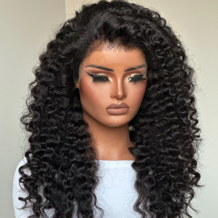 4x4 Lace Fluffy Wand Curls With 4C Kinky Edges Glueless Wig