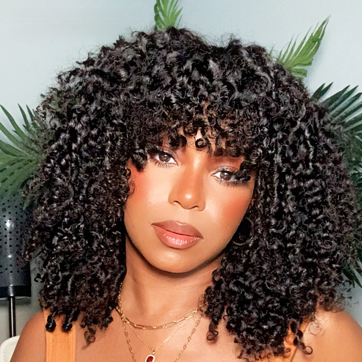 Perruque longue bouclée crépue sans colle sans dentelle 100 % cheveux humains