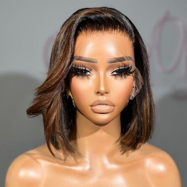 4x4/7x5 Lace Hazel Sleek Straight Glueless  Bob Wig 100% Human Hair