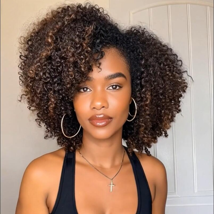 4x4/7x5 Lace Cocoa Breeze C Part Afro Curly Pre-Everything Glueless Wig