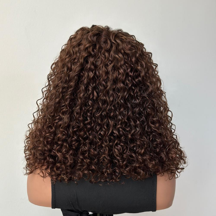 4x4/7x5 Lace Brown With Blonde Highlight Kinky Curly Pre-Everything Wear Go Glueless Wig