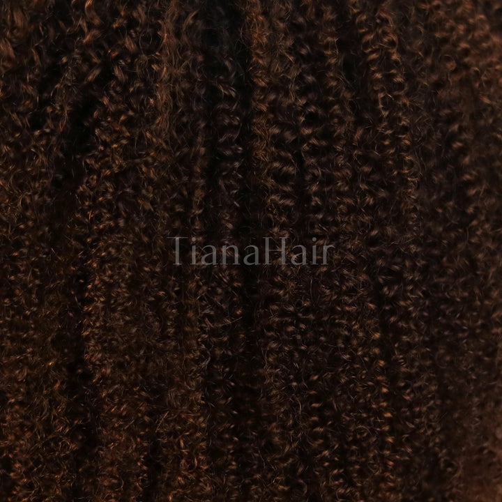 FlexCap Wear & Go Ombre Chocolate Afro Kinky Curly 7x5 Pre-Everything & Transparent Lace Flexi-Fit Invisi Drawstring Cap Glueless Wig