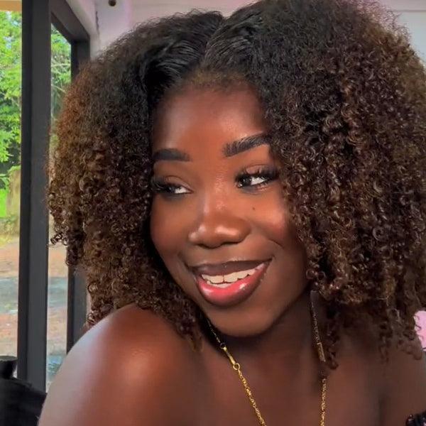 Afro Kinky Curly Ombre Chocolate 6x4 Pre-Everyhthing & Transparent Lace Wear Go Glueless Wig TianaHair