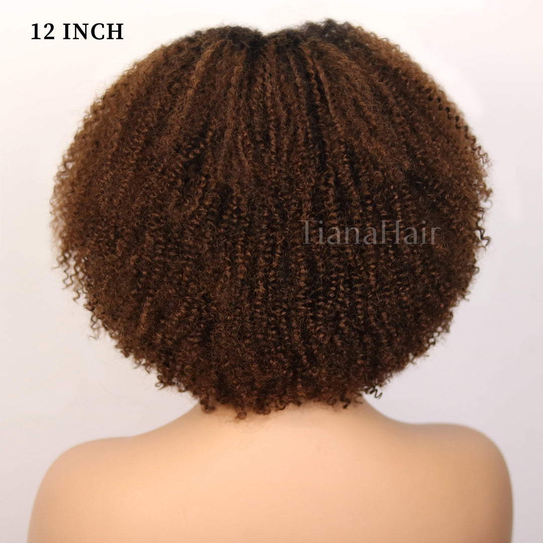 Afro Kinky Curly Ombre Chocolate 6x4 Pre-Everyhthing & Transparent Lace Wear Go Glueless Wig TianaHair