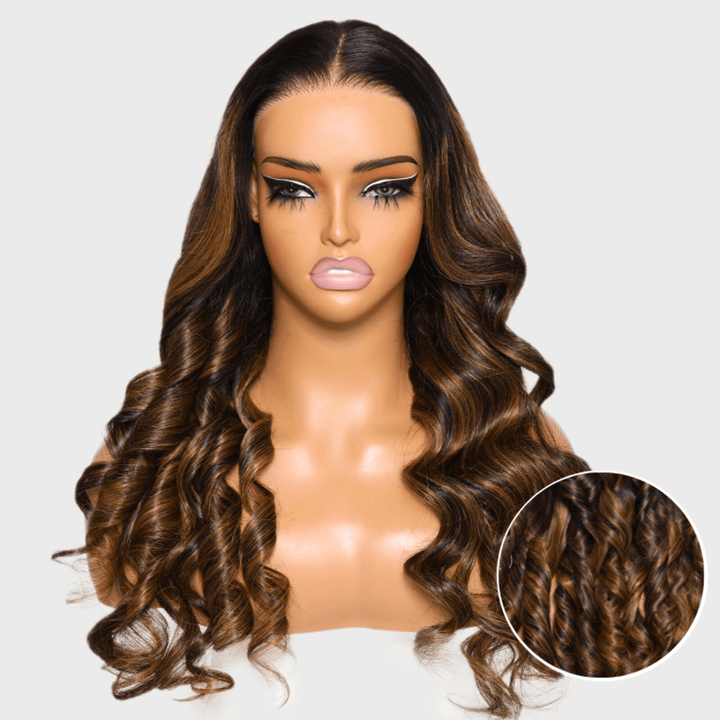 Balayage Highlights Body Wave 4x4 Closure Lace Put On And Go Glueless Wig TianaHair