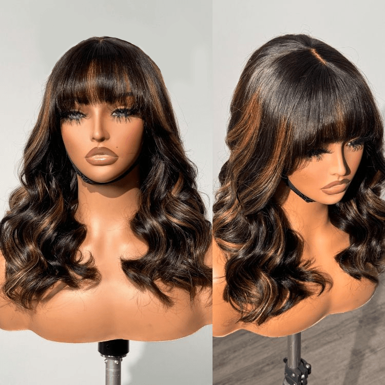 Blonde Highlight 6x4 Lace Loose Wave Wear And Go Glueless Wig with Bangs TianaHair