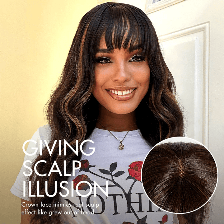 Blonde Highlight 6x4 Lace Loose Wave Wear And Go Glueless Wig with Bangs TianaHair