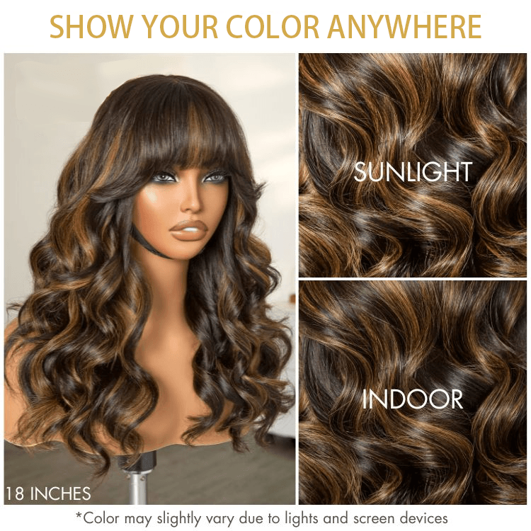 Blonde Highlight 6x4 Lace Loose Wave Wear And Go Glueless Wig with Bangs TianaHair