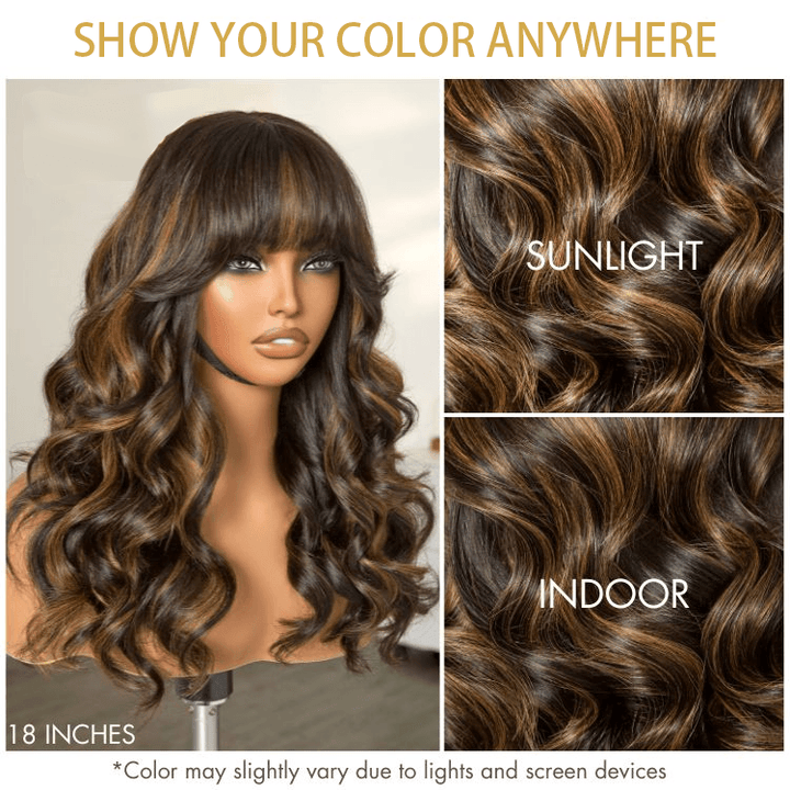 Blonde Highlight 6x4 Lace Loose Wave Wear And Go Glueless Wig with Bangs TianaHair