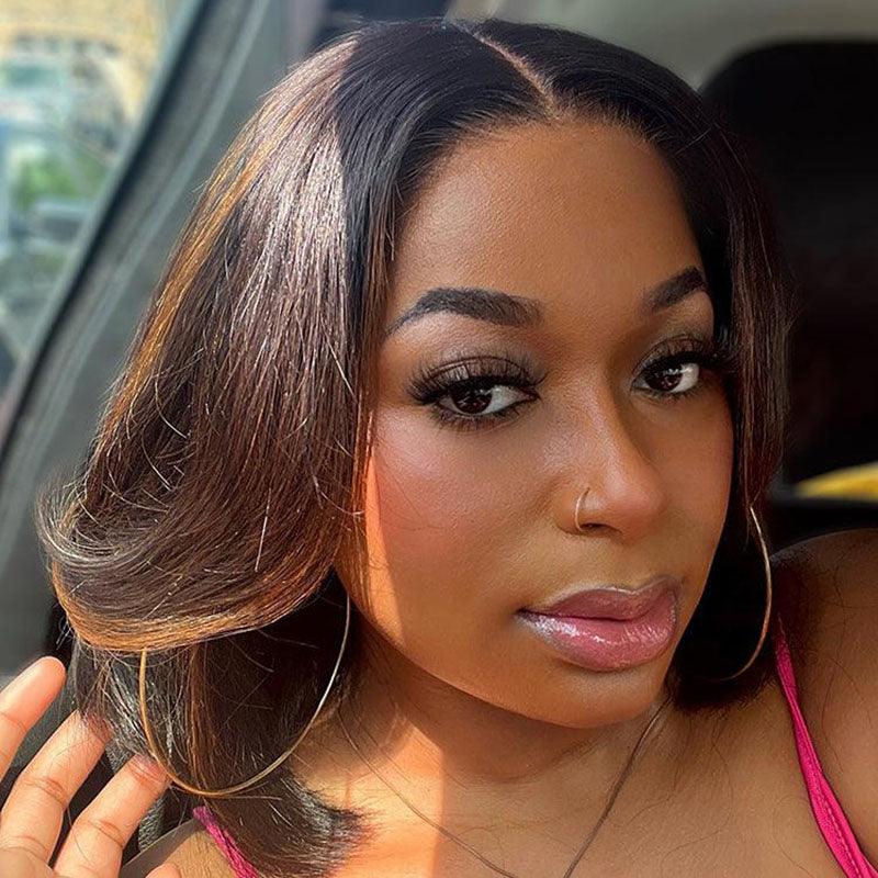 Blonde Highlights Glueless 6x4 Lace Stacked Bob Wig TianaHair