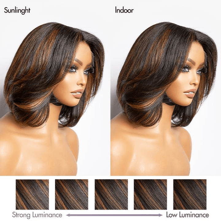 Blonde Highlights Glueless 6x4 Lace Stacked Bob Wig TianaHair