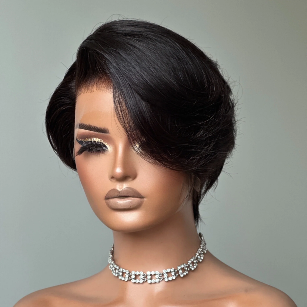Boss Lady Side Part Layered Pixie Cuts 13x4 Frontal Lace Glueless Wig TianaHair