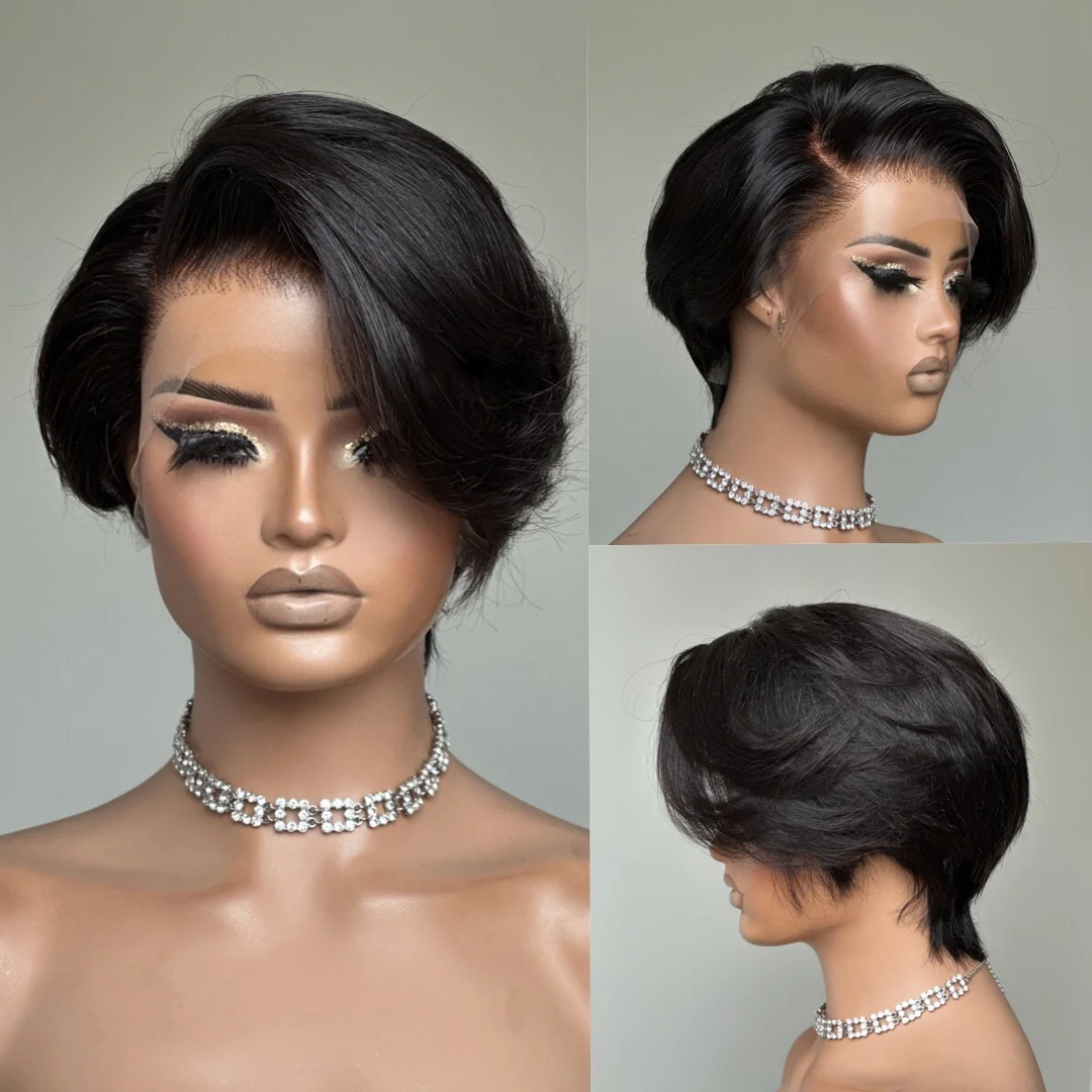Boss Lady Side Part Layered Pixie Cuts 13x4 Frontal Lace Glueless Wig TianaHair