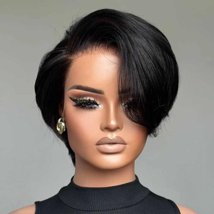 Boss Lady Side Part Layered Pixie Cuts 13x4 Frontal Lace Glueless Wig TianaHair