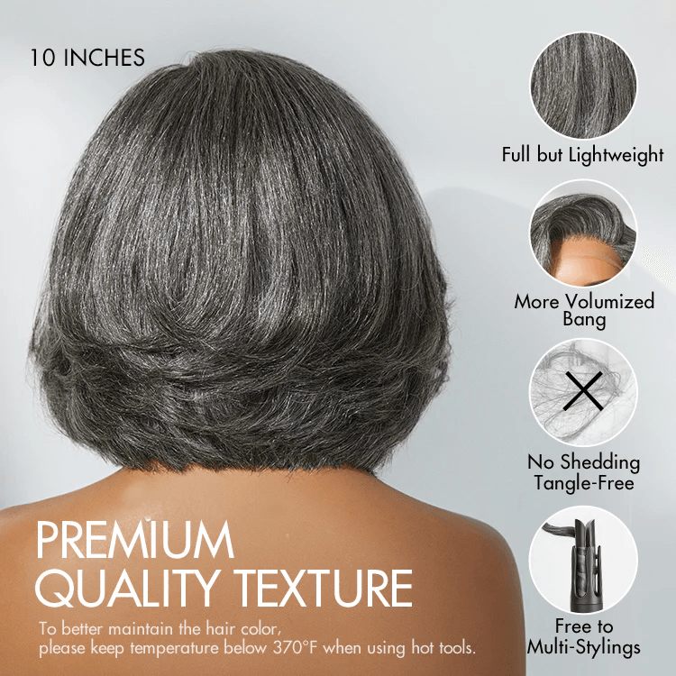 Boss Vibe Salt & Pepper 6x4 Lace Layered Bob Glueless Pre-Everything Wig TianaHair