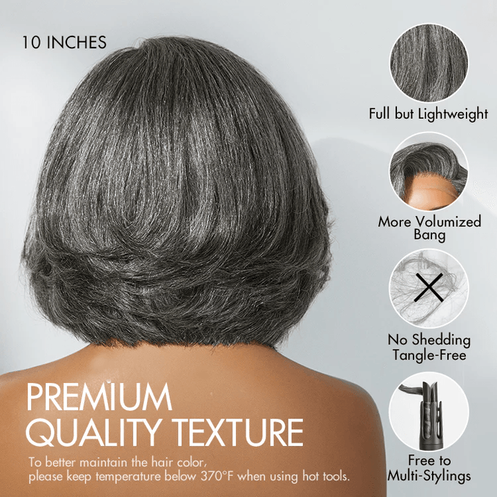 Boss Vibe Salt & Pepper 6x4 Lace Layered Bob Glueless Pre-Everything Wig TianaHair