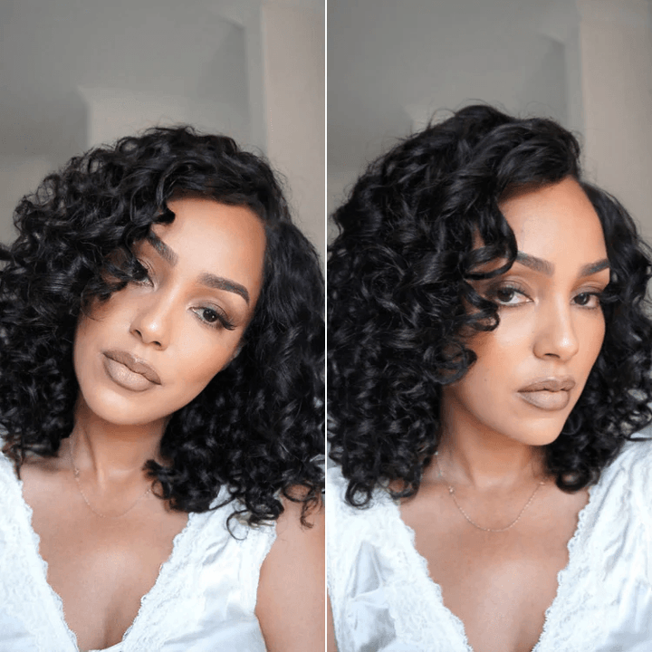 Bouncy Left C Part 6x4 Lace Natural Black Loose Wave Wear Go Glueless Wig TianaHair
