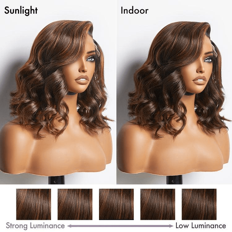 Brown Ombre Loose Wave 4x4 Closure Lace Put On And Go Glueless Wig 100% Human Hair TianaHair