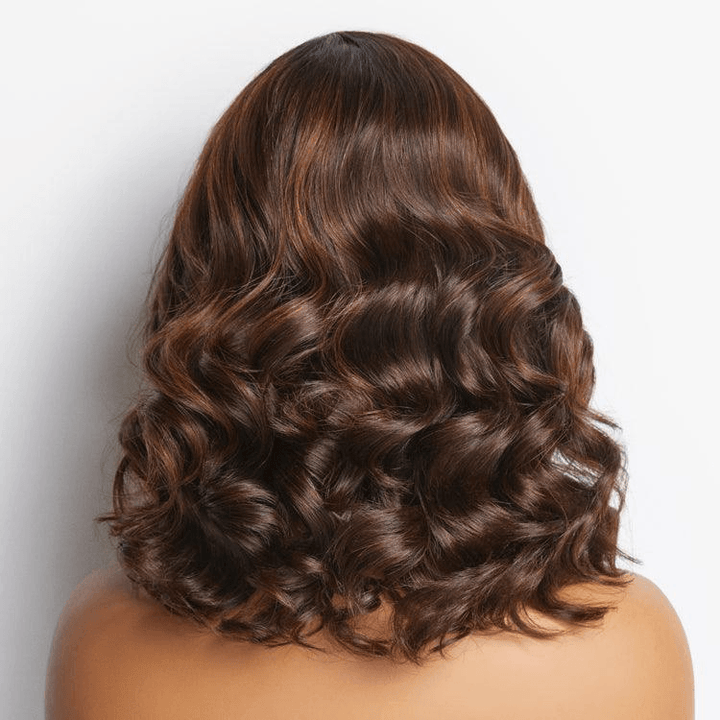 Brown Ombre Loose Wave 4x4 Closure Lace Put On And Go Glueless Wig 100% Human Hair TianaHair