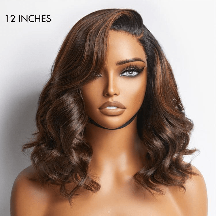Brown Ombre Loose Wave 4x4 Closure Lace Put On And Go Glueless Wig 100% Human Hair TianaHair