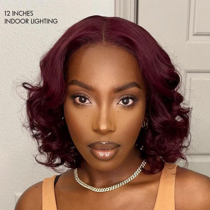 Burgundy 99J Loose Wave 4x4 Closure Lace Put On And Go Glueless Wig 100% Human Hair TianaHair