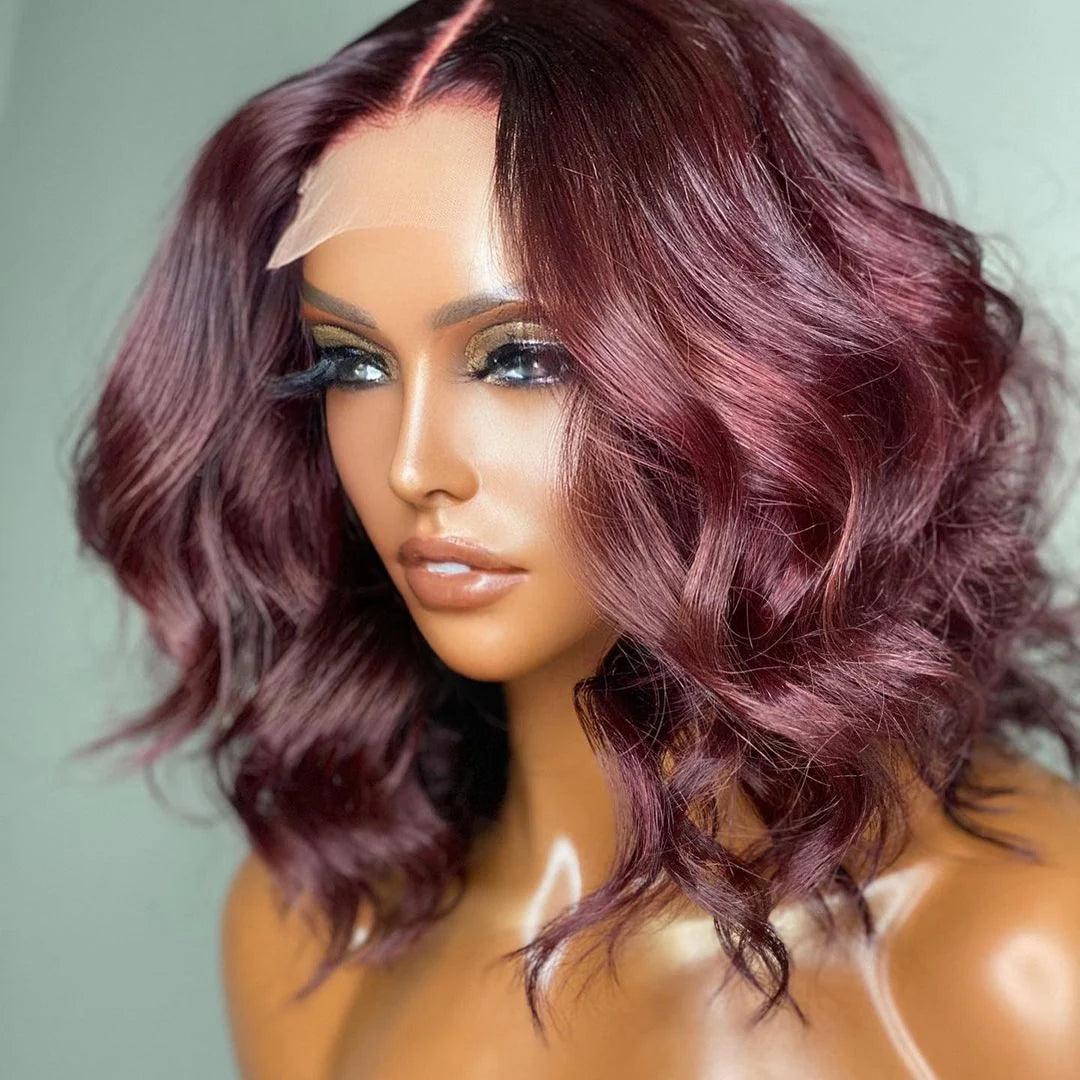 Burgundy 99J Loose Wave 4x4 Closure Lace Put On And Go Glueless Wig 100% Human Hair TianaHair