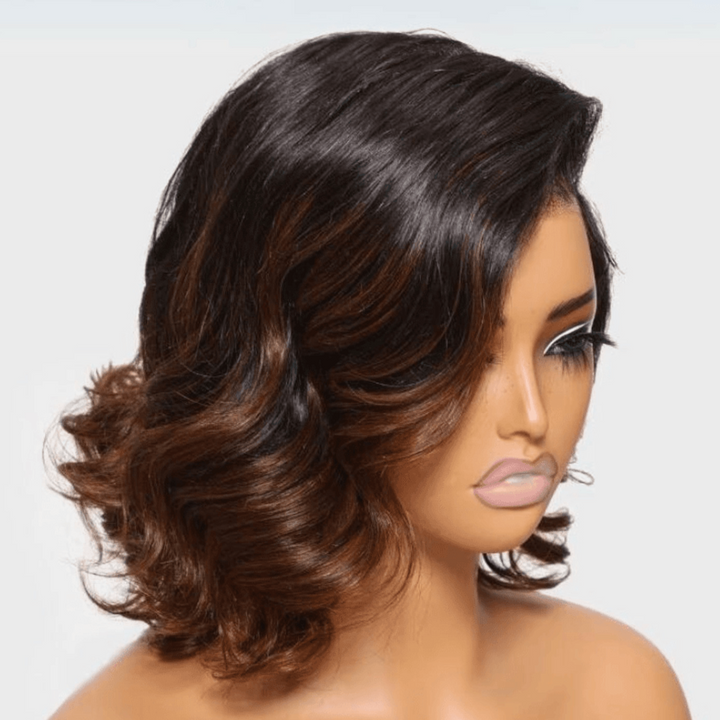 Chestnut Brown Ombre 7x5 Pre-Cut Lace Spiral Curly Glueless Pre Everything Wig TianaHair