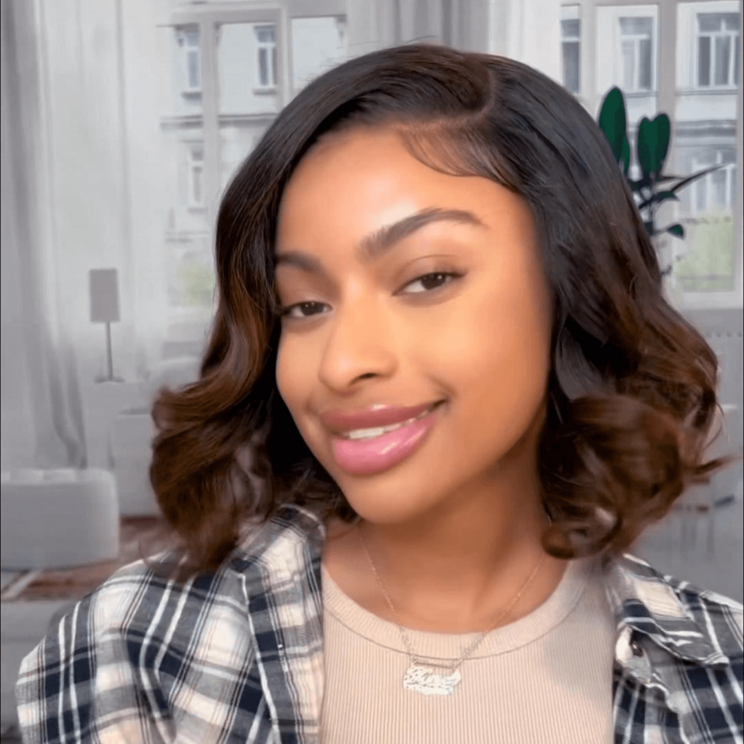 Chestnut Brown Ombre 7x5 Pre-Cut Lace Spiral Curly Glueless Pre Everything Wig TianaHair