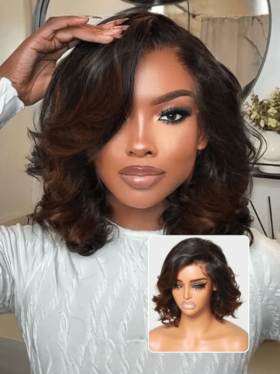 Chestnut Brown Ombre 7x5 Pre-Cut Lace Spiral Curly Glueless Pre Everything Wig TianaHair