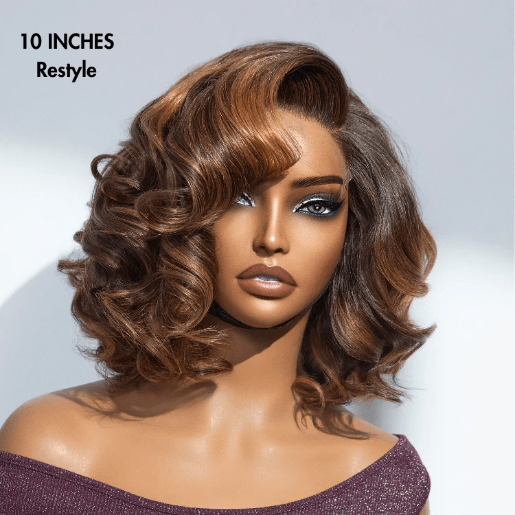 【Clearance Sale】Mature Boss Brown Ombre Highlight 4x4 Lace Loose Wave Wig 100% Human Hair TianaHair