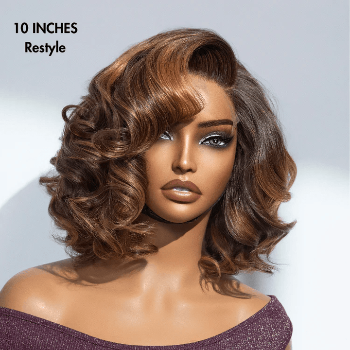 【Clearance Sale】Mature Boss Brown Ombre Highlight 4x4 Lace Loose Wave Wig 100% Human Hair TianaHair