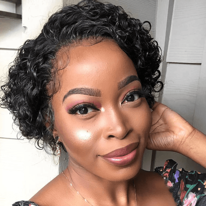 【Clearance Sale】Short Curly Pixie Cut 13x1 Lace 6 Inch Wig 100% Human Hair TianaHair