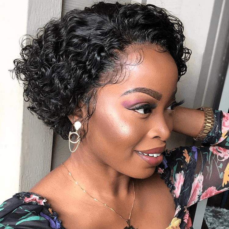 【Clearance Sale】Short Curly Pixie Cut 13x1 Lace 6 Inch Wig 100% Human Hair TianaHair
