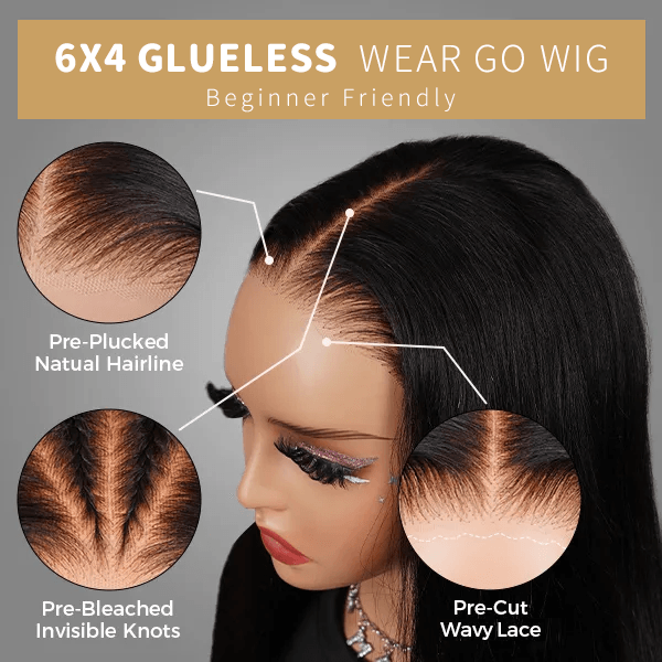 【Clearance Sale】Yaki Straight 6x4 Transparent Lace Wear Go Glueless Wig Pre-everything 100% Human Hair TianaHair