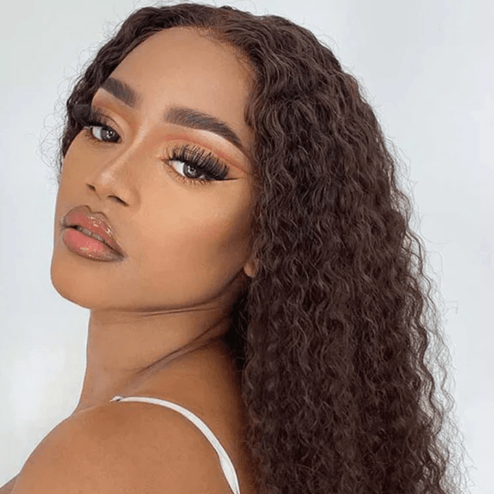 Dark Brown 7x5 Pre-Cut Lace Glueless Kinky Curly Wear Go Wig TianaHair