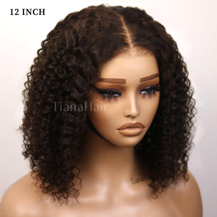 Dark Brown 7x5 Pre-Cut Lace Glueless Kinky Curly Wear Go Wig TianaHair