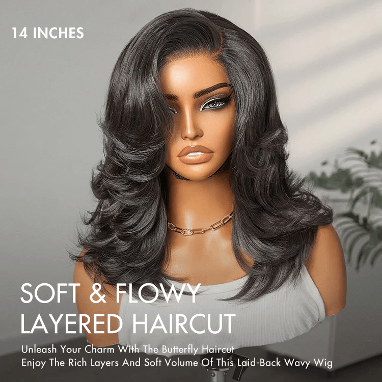 Effortlessly Chic Layered Haircut Wavy Glueless 6x4 Lace Short Wig TianaHair