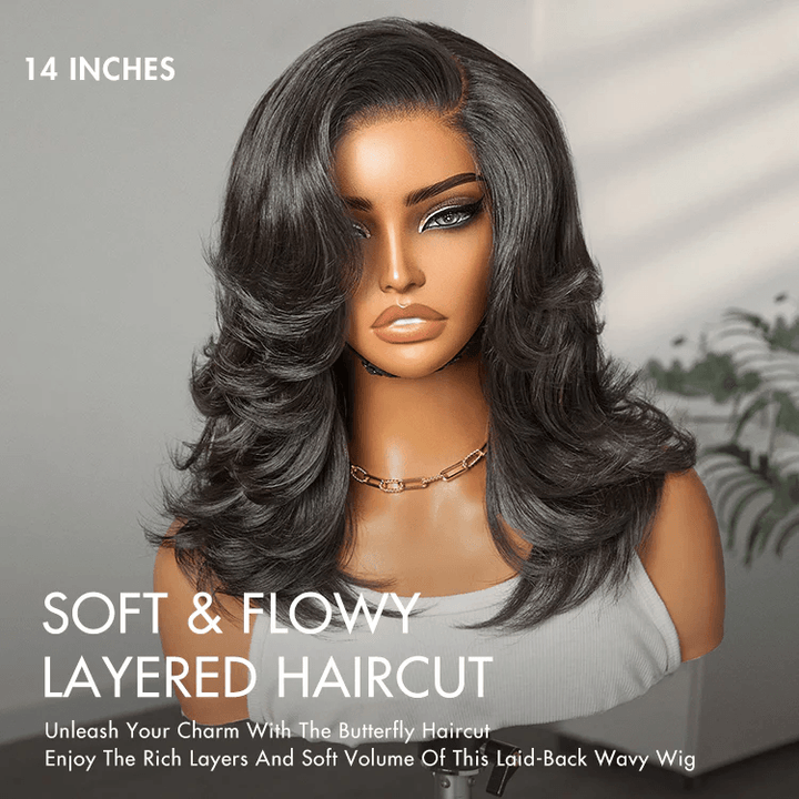 Effortlessly Chic Layered Haircut Wavy Glueless 6x4 Lace Short Wig TianaHair