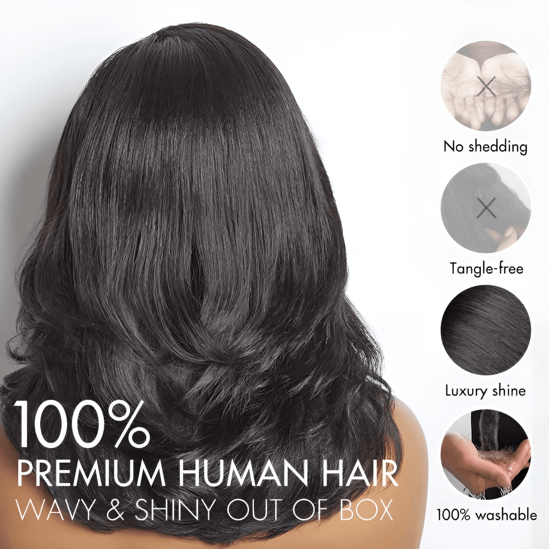 Effortlessly Chic Layered Haircut Wavy Glueless 6x4 Lace Short Wig TianaHair