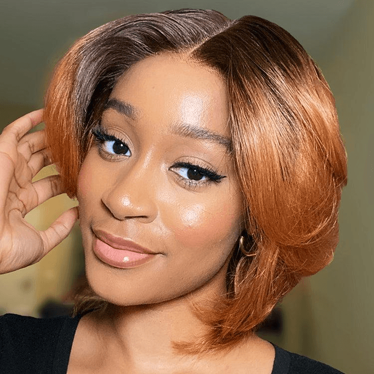Elegant Boss Vibe Short Pixie Cut Ombre Ginger Glueless 4x4 Lace Wig Ready to Go TianaHair
