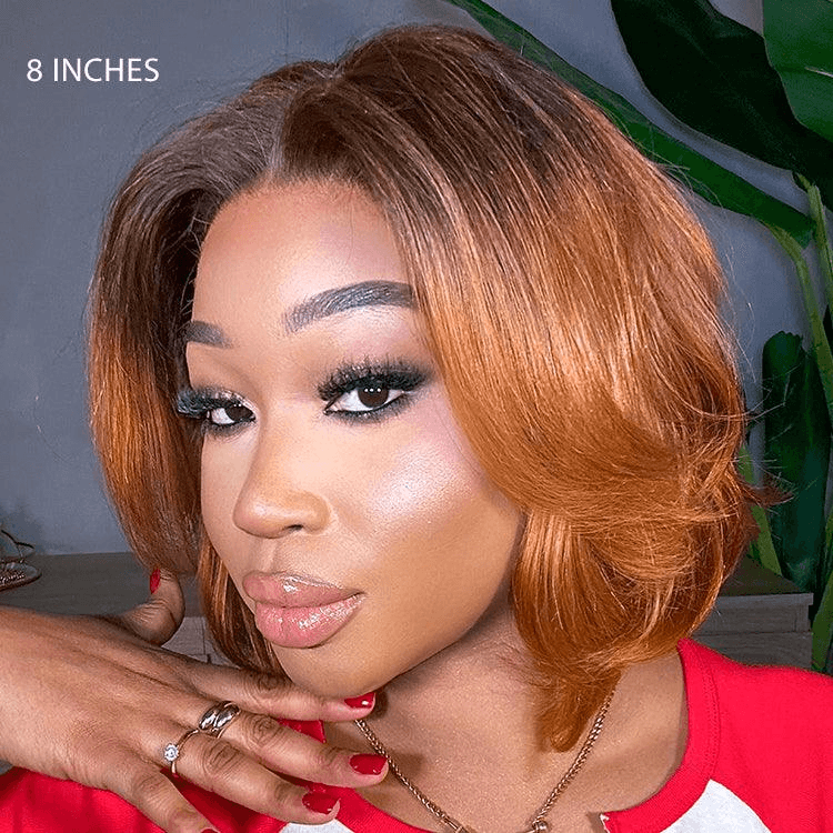 Elegant Boss Vibe Short Pixie Cut Ombre Ginger Glueless 4x4 Lace Wig Ready to Go TianaHair