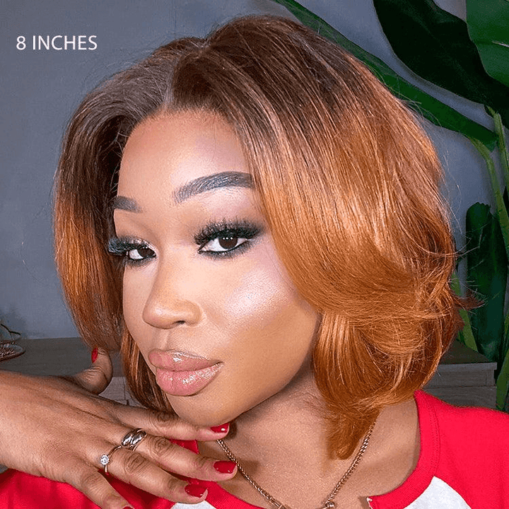 Elegant Boss Vibe Short Pixie Cut Ombre Ginger Glueless 4x4 Lace Wig Ready to Go TianaHair