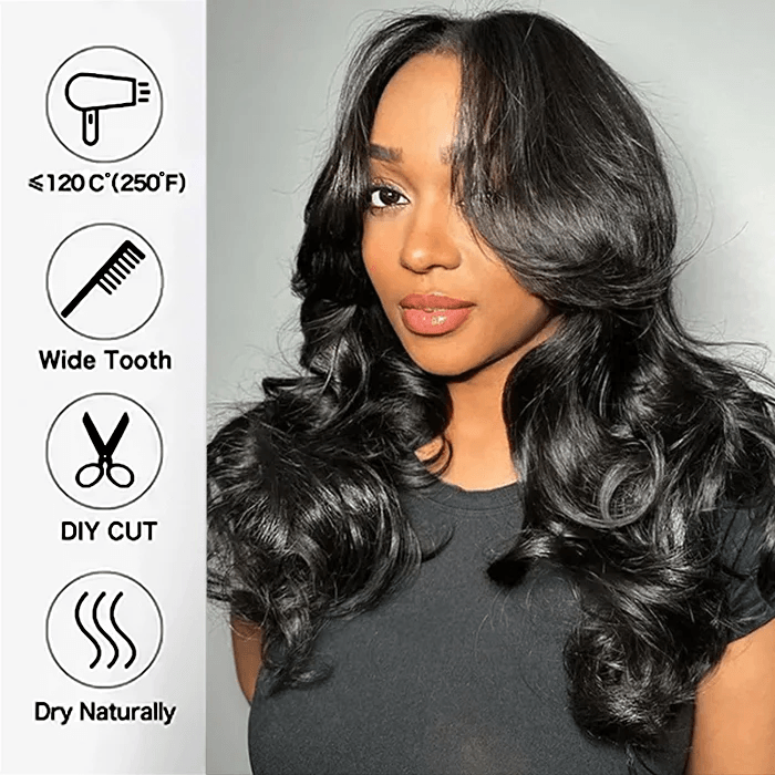 Face-Framing Layered Cut Body Wave 9x6 Transparent Lace Wear Go Glueless Pre-everything Wig With Curtain Bangs TianaHair
