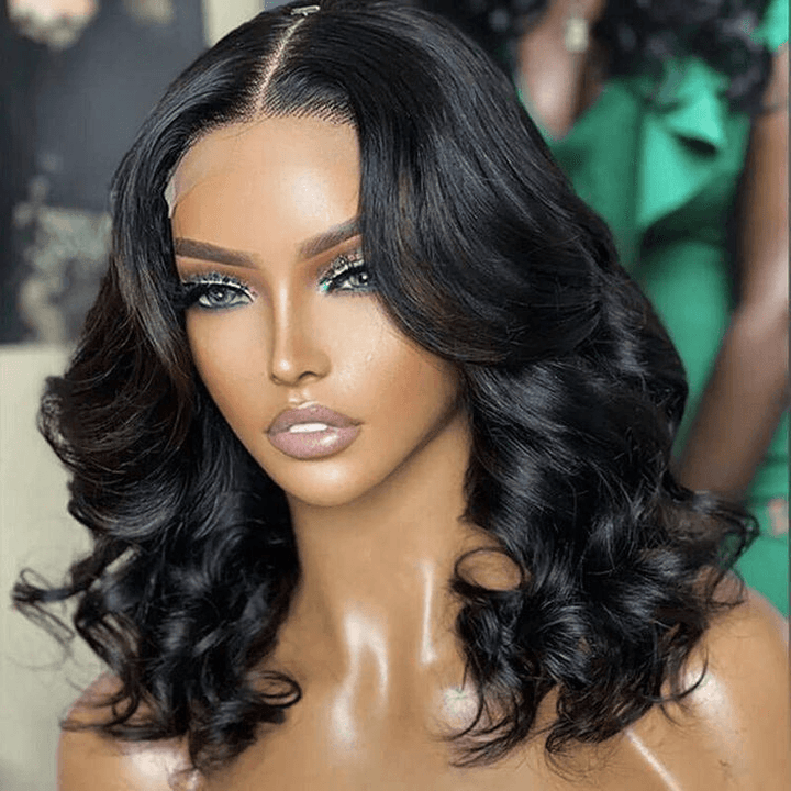 Gorgeous Natural Black Loose Wave 6x4 Lace Glueless Pre-everything Ready to Go Short Wig TianaHair