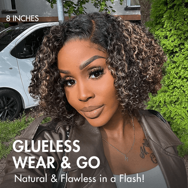 Honey Blonde Highlight 6X4 Lace Wear And Go Glueless Classic Short Wig TianaHair