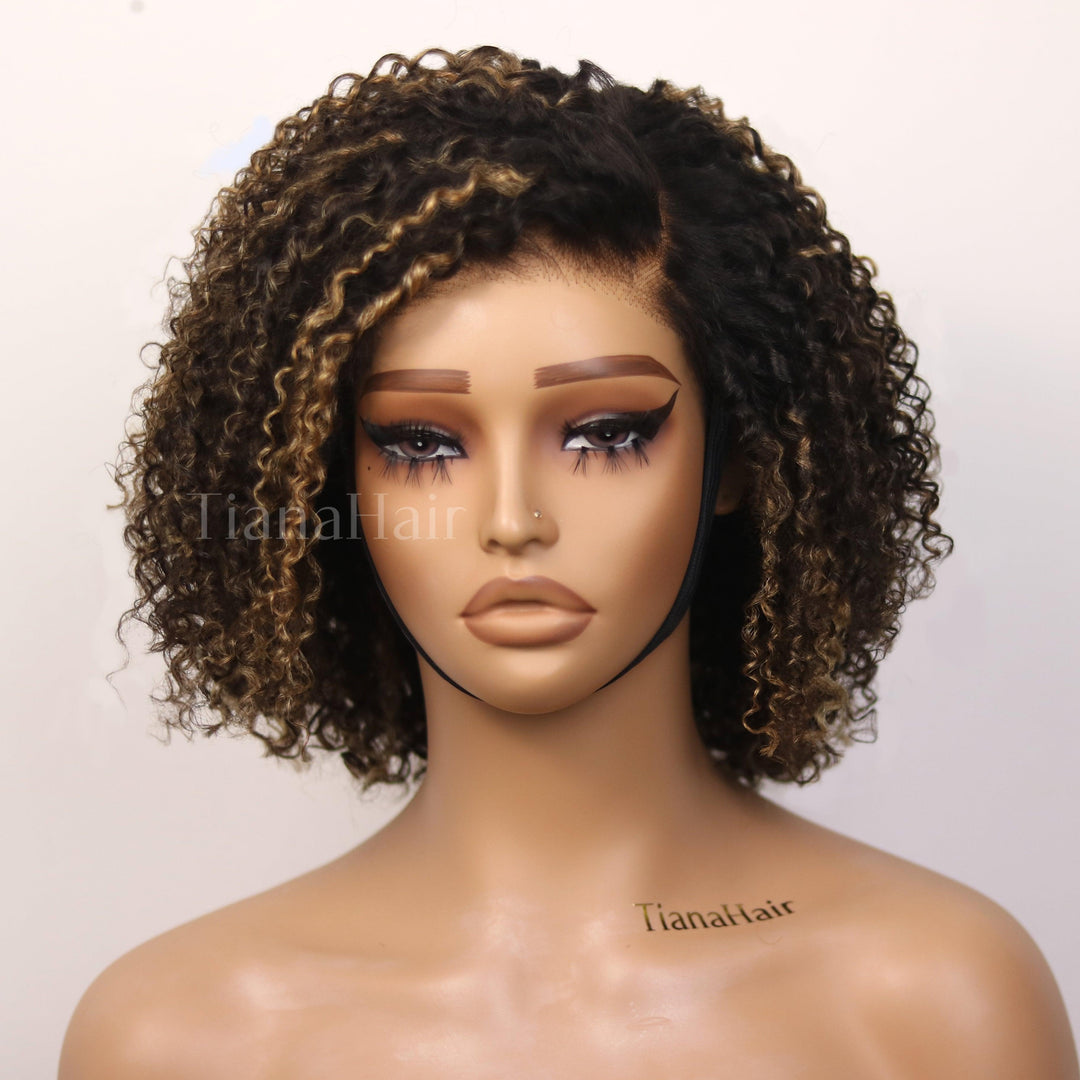 Honey Blonde Highlight 6X4 Lace Wear And Go Glueless Classic Short Wig TianaHair
